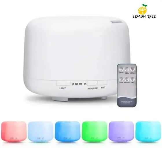 Umidificador Difusor Aromatizador 500ml / 300ml Ultrassônico Estilo Branco com Led 7 cores com controle