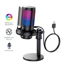 Microfone Gamer Condensador Podcast Alta Sensibilidade Rgb  - Microfones e Gravadores