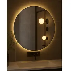 Espelho Redondo 40cm Lapidado Autocolante | Para Parede de Quarto, Banheiro, Sala e Cozinha