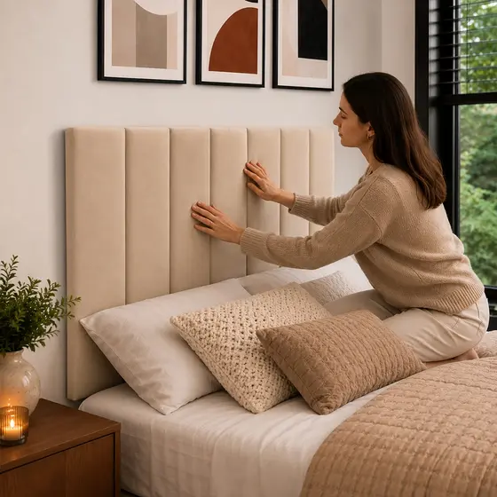 Cabeceiras de Cama Autocolante 60x20cm Cabeceira de Cama para Casal Estofada Adesiva - ENVIO RÁPIDO