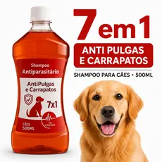 Shampoo para Cachorro Anti Pulgas Carrapatos 7 em 1 Pet Cães - 500ml