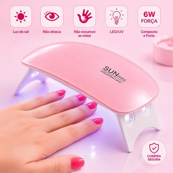 Cabine Forninho Sun Mini Estufa 6w Led/uv Portátil Manicure e Pedicure Unha