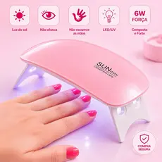 Cabine Forninho Sun Mini Estufa 6w Led/uv Portátil Manicure e Pedicure Unha