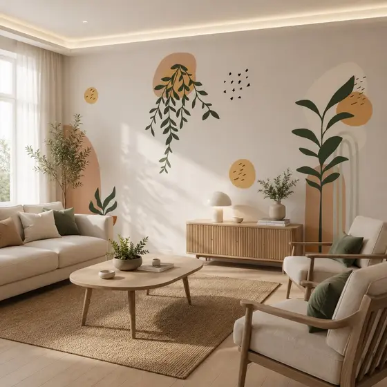 Adesivo Parede Boho Minimalismo Folhagem Floral B79