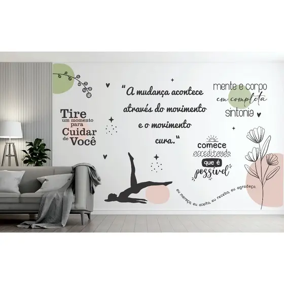 Adesivo para Studio de pilates com desenhos bohos minimalistas PB183