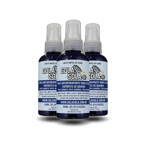 COLA SOLA - Cola Para Não Escorregar Jogando Em Quadra (Futsal, Volei, Basquete) - Kit 5 unidades