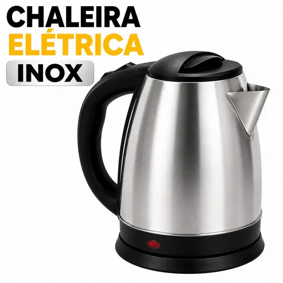 Chaleira Elétrica Inox 1,8 Litros 110V, Chaleira grande inoxidável, Chaleira elétrica