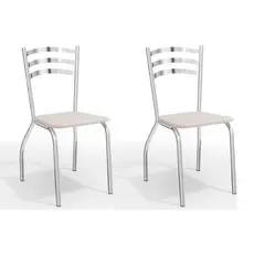 Cadeira Sala de Jantar Portugal 2C007CR Aço Kit 2 Uni Cromada - Assento Branco 106 - Kappesberg