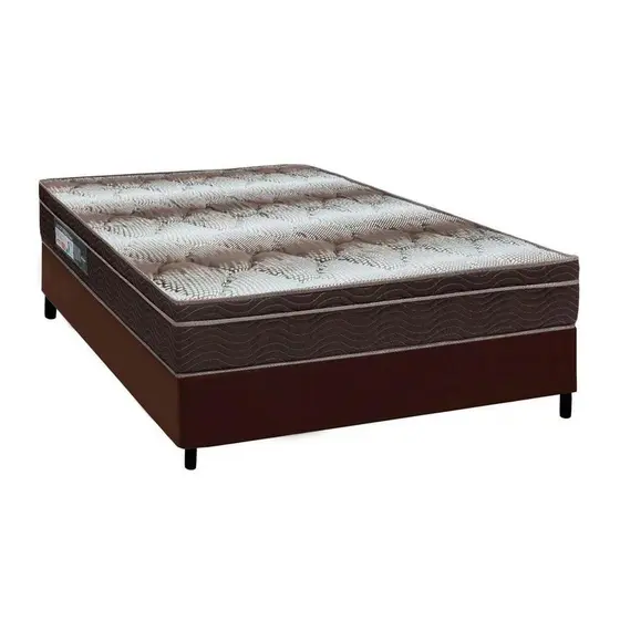 Cama Box Casal: Colchão Ortopédico Ortobom Light + Base CRC Courano Brown(138x188)