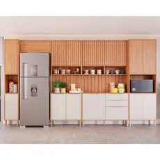 Cozinha Completa Divina 9 Peças (3Aéreos+2Balcões+2Paneleiros+2Complementos) CZ010 Freijo/Off White - MGM