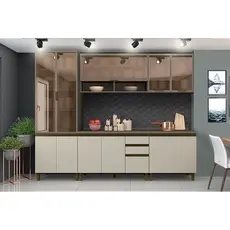 Cozinha Completa Connect 7 Peças (2Armários+2Balcões+1Paneleiro+2Complementos) C7P03 Duna/Cristal - Henn