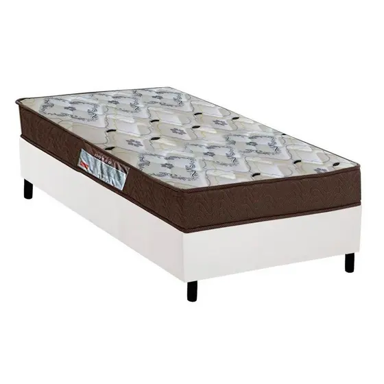  Cama Box Solteiro: Colchão Espuma Ortobom D45/EP Anatômico Fort Tech ISO 150 + Base CRC Suede White(78x188)