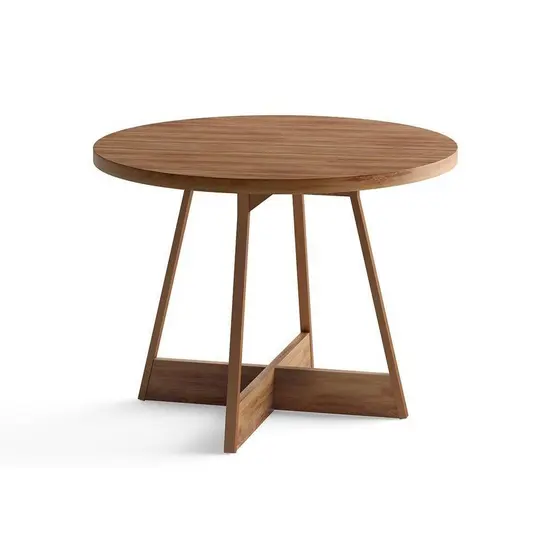 Mesa de Sala Jantar Átria 1594 Redonda Aço c/Tampo Madeirado Redondo 100cm Nogal/Freijo Rose - Carraro