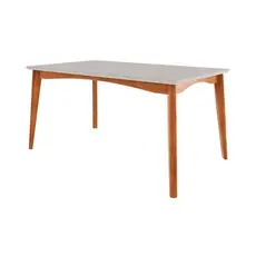 Mesa de Sala Jantar Monalisa 160 cm c/ Tampo Madeirado c/ Vidro Natural - Nesher