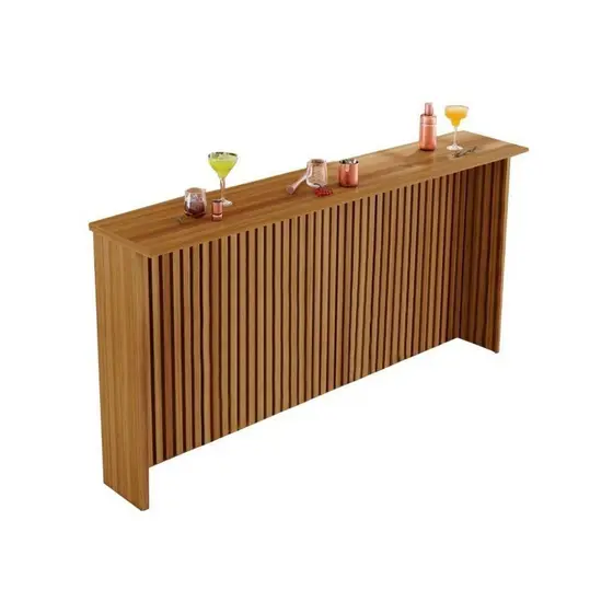 Balcão de Cozinha Painel Ilha Gourmet Imperatriz Ripado 200cm Freijó - Nesher
