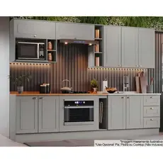 Cozinha Completa Americana 12 Peças (5Aéreos+4Balcões+3Complementos) CZ314 Cinza - Henn