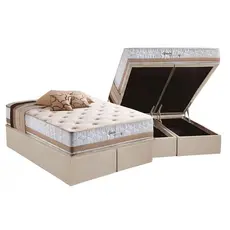 Conjunto Box Baú Queen: Colchão Molas Herval Maxspring Spain + Base CRC Suede Clean(158x198)