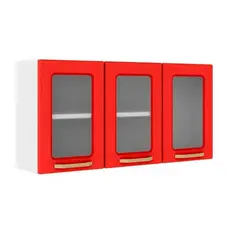 Armário de Cozinha Modulado Colors 6010 3 Portas c/Vidro Branco/Vermelho - Bertolini