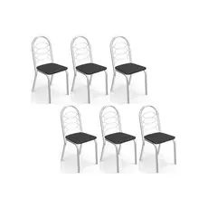 Kit 6 Cadeiras de Cozinha Holanda C009 6 Un Cromada/Preto 110 - Kappesberg