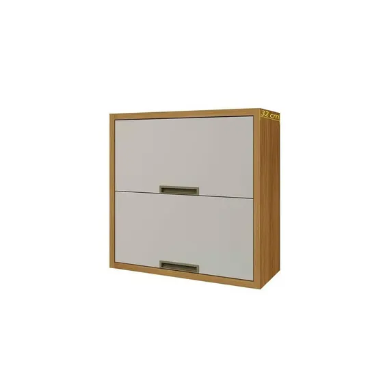 Armário Aéreo p/ Cozinha Imperatriz c/ 2 Portas Basculante 80cm Freijo/Off White - Nesher