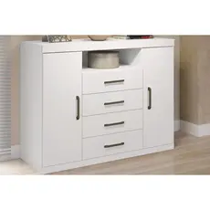 Cômoda Casal Master c/ 2 Portas 1 Nicho e 4 Gavetas Branco - Santos Andirá