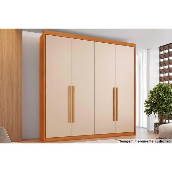 Guarda Roupa Solteiro 4 Portas e 4 Gavetas Bérgamo Cinamomo/Off White - Conquista