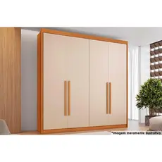 Guarda Roupa Solteiro 4 Portas e 4 Gavetas Bérgamo Cinamomo/Off White - Conquista