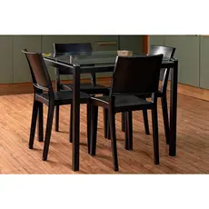 Sala de Jantar Completa Reno c/ Tampo de Vidro 90x90cm e 4 Cadeiras Hydra Plus Preto - Kappesberg