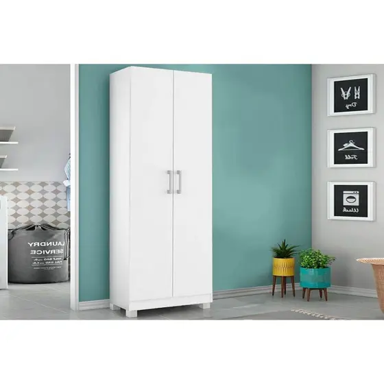 Armário Multiuso Lavanderia 626 c/ 2 Portas e Pés Branco - Carraro