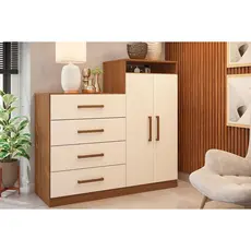 Cômoda de Quarto Áurea c/ 2 Portas e 4 Gavetas Amendola/Off White - Demóbile