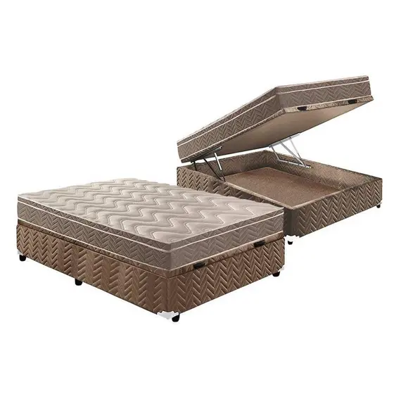 Cama Box Baú Casal: Colchão Ortopédico Paropas D33 / EP Confort Ultra Firme + Base CRC Suede Clean(138x188)