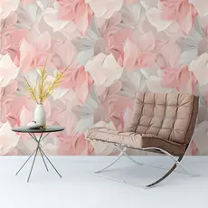 Papel de Parede Floral Rosa 3D Autocolante Lavável para Quarto e Sala