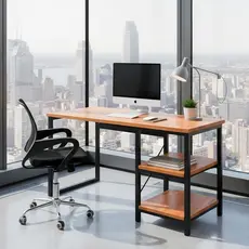 Escrivaninha Industrial Com Nichos Para Estudo Gamer, Mesa de Escritório Moderna Compacta