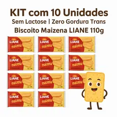 KIT 10 PACOTES BISCOITO MAIZENA ZERO LEITE LIANE 110g | Sem Lactose | Lanchinho Bolacha Vegana