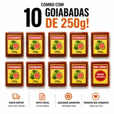 Kit 10 Goiabadas Tomarelli 250g – Total 2,5kg | Doce de Goiaba Tradicional | Sem Glúten
