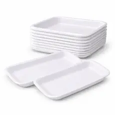 Bandeja Descartável B02 Rasa Isopor Branca | Kit 100 150 200 Unidades | Para Frios Carnes Delivery