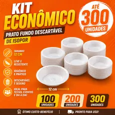Prato Fundo Descartável Plástico 12cm Branco Kit 100 200 300 Unidades