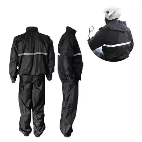 Capa De Chuva Conjunto Completo Motoqueiro Motoboy Com Faixa Refletiva C/ Capuz impermeável Tam G