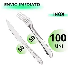 Jogo de Talheres 100 peças 50 Facas 50 Garfos  Aço Inox