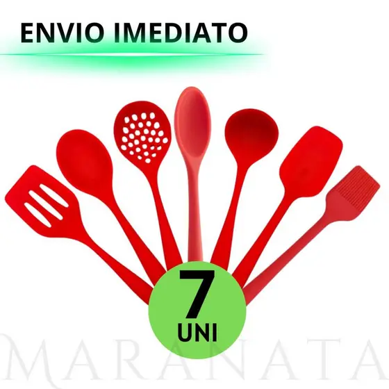 Jogo de Cozinha 7 Colheres de Silicone Antiaderente Profissional não risca panelas