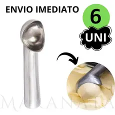 Kit 6 Colheres Conchas Pegador de Bola Sorvete e Açai Inox, para Casa Restaurantes, Lanchonete Sorveteria, Multiuso 18 CM