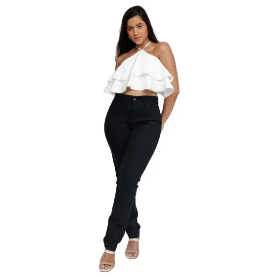 Calça Jeans Feminina Cós Alto Empina Bumbum
