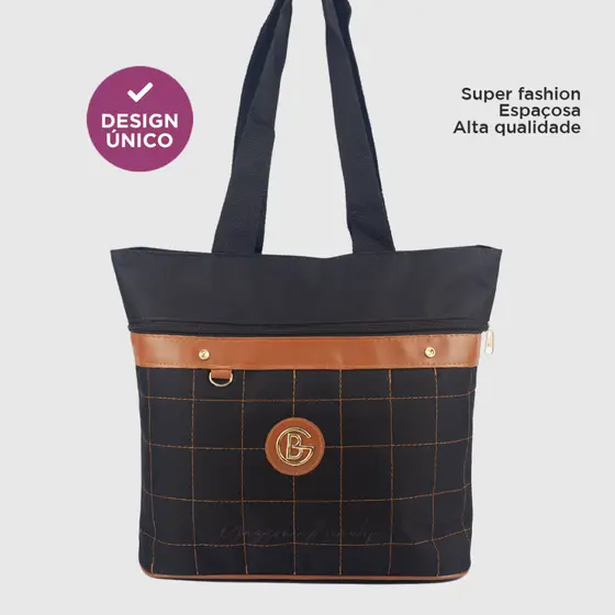 Bolsa Feminina Pano Tecido Oxford Grande Alça Ombro/Lateral