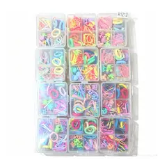 12 Kit de Acessórios de Cabelo Infantil em CX –Elásticos + Presilhas/Kit 12/24 pcs Laços de Cabelo InfantiI