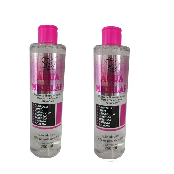 Kit com 2 Água Micelar Tradicional 250ml - Soul Cosméticos
