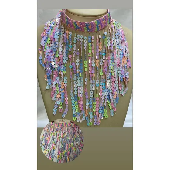 Colar Choker Carnaval Paetê Gargantilha Fantasia