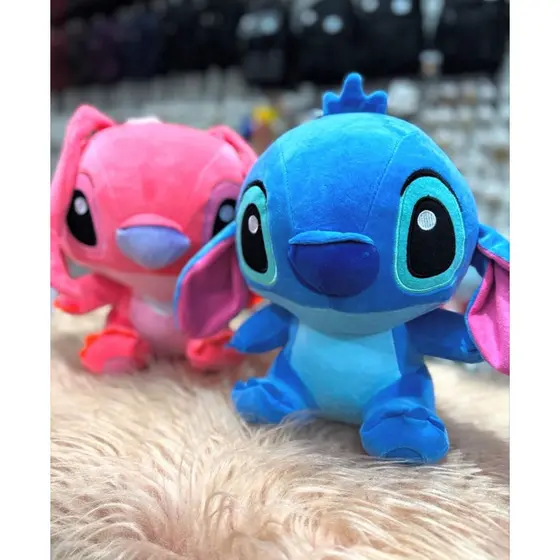 Pelúcia Stitch e Angel 30cm Antialérgica Lavável com Zíper Macia