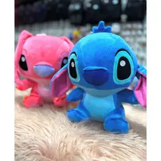Pelúcia Stitch e Angel 30cm Antialérgica Lavável com Zíper Macia