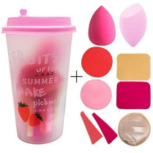 Kit Copo com 9 Esponjas de Maquiagem