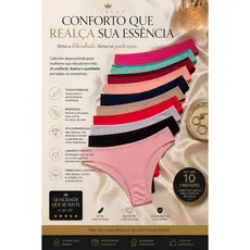 Kit Calcinha Tanga Algodão Conforto Tanga Calcinhas Básica Cotton Feminina New Route Revenda